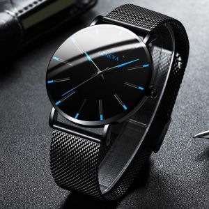amershop ِAccessories 2022 Minimalist Männer der Mode Ultra Dünne Uhren Einfache Männer Business Edelstahl Mesh Gürtel Quarzuhr relogio masculino