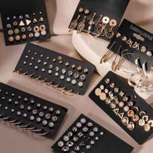 Frauen Ohrringe Set Retro Koreanische Geometrische Stud Ohrringe für Frauen Koreanische Gold Kleine Metall Perle Ohrring 2021 Tre