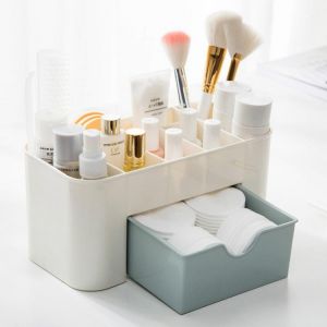 amershop makeup Acryl Kunststoff Make Up Organizer Storage Box mit Schublade Baumwolle Tupfer Stick Speicher Fall lippenstift organizer pinsel hal