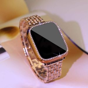 Metall Strap für Apple Uhr Bnad 40mm 44mm 41mm 45mm Frau Diamant Glänzende Edelstahl Link armband iWatch 7 6 SE 5 4 3
