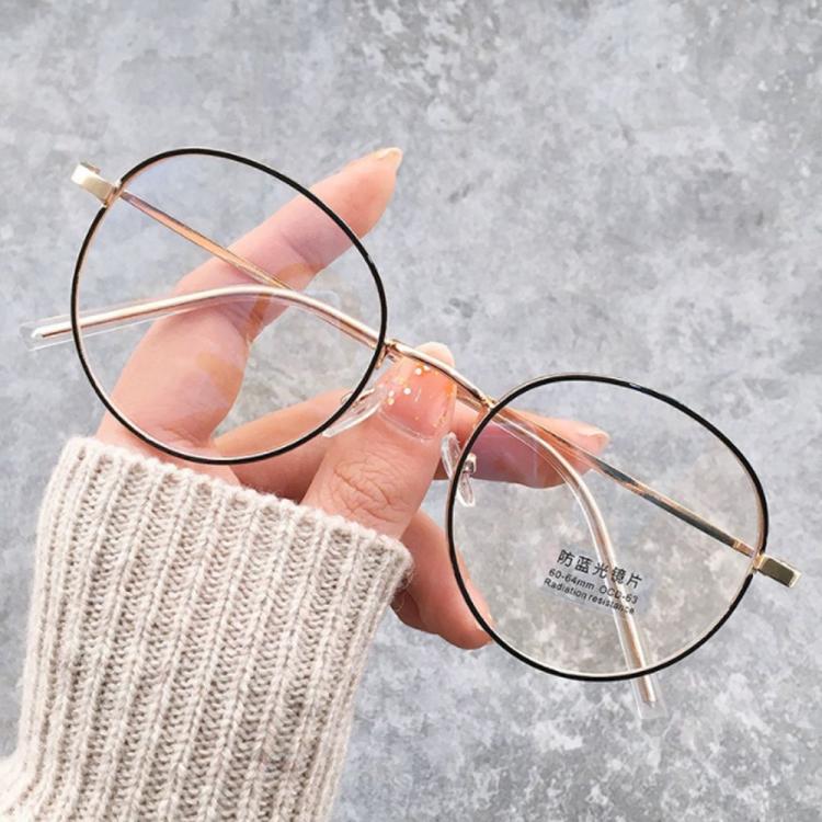 amershop ِAccessories Vintage Klassische Anti Blau Licht Gläser Oval Metall Rahmen Marke Designer Mode Runde Metall Optische Rahmen Computer Brille