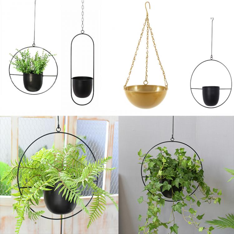 amershop home 2022 neue Nordic Metall Hängende Kette Blume Korb Anlage Hängen Pflanzer Garten Topf Blume Vase Halter Hause Balkon Dekoration